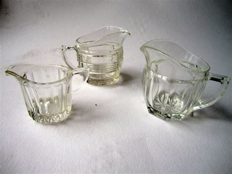Three 1930s pressed glass sauce jugs / creamers – Haute Juice