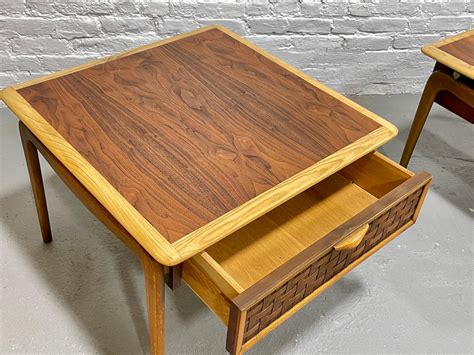 Mid Century MODERN Walnut + Oak END TABLES by Lane Perception, a Pair ...