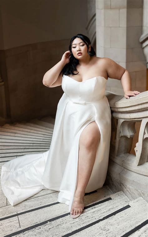 Plus-Size Simple Silk A-Line Wedding Dress | True Society Bridal