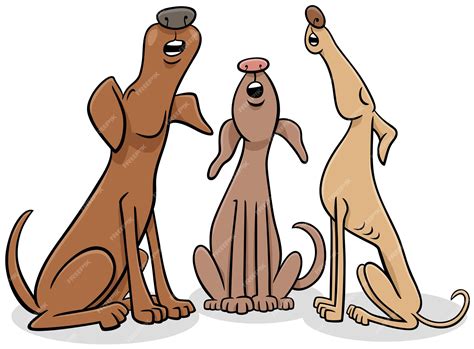 Personajes de dibujos animados ladrando o aullando perros | Vector Premium