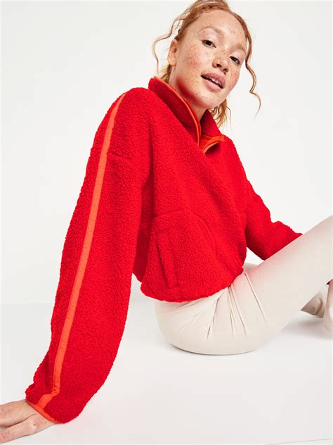 Crop Sherpa Quarter Zip | Old Navy