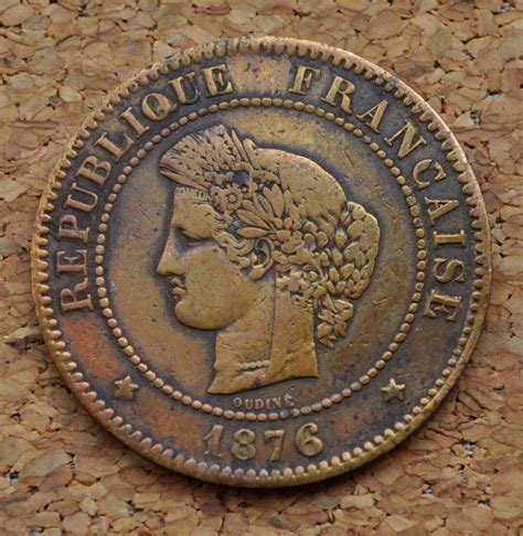 1876 French 5 Centimes Coin- 5 Centimes 1876 France - Very Fine ...