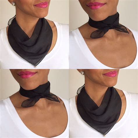 Handmade Neck Scarf - Black - Silk Chiffon Scarf - Square Scarf - Neck ...