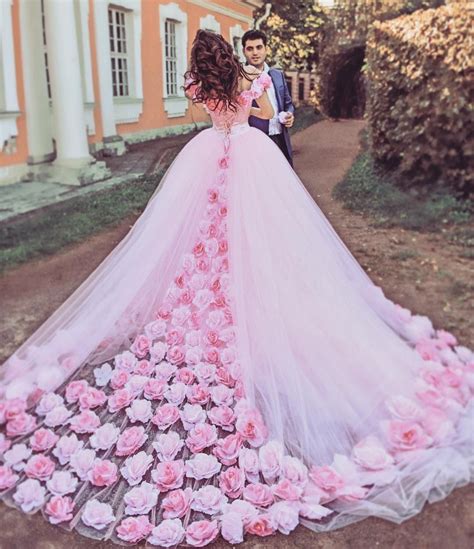rose flower wedding dresses,pink wedding dress,ball gown wedding dresses,fairytale wedding ...