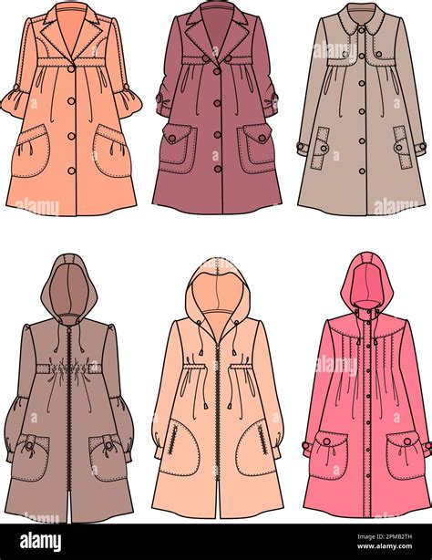 Set of womens raincoats. Fashion CAD Stock Vector Image & Art - Alamy