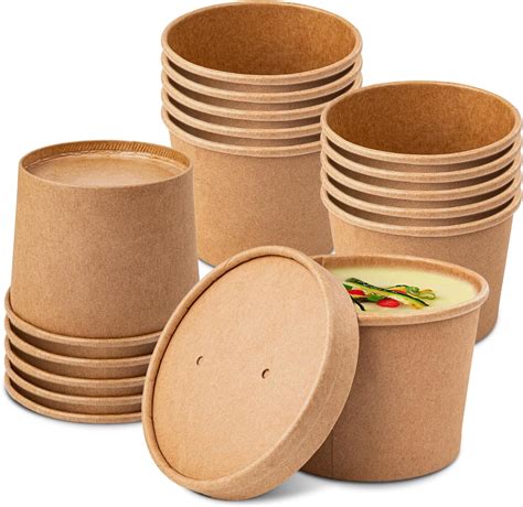 Amazon.com: Soup Containers with Lids 32 oz - Kraft Paper Soup ...
