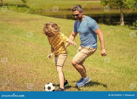 Fatherhood In Outdoor Of Daddy And Son Kid. Daddy With Son Improve ...