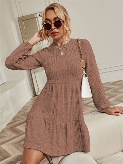 Lantern Sleeve Ruffle Hem Dress | Dresses casual winter, Casual dresses ...