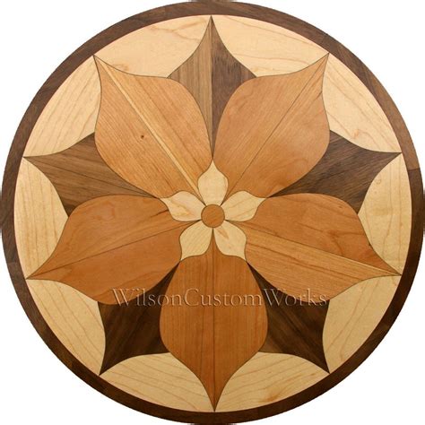 30" Wood Floor Medallion Inlay 44 Piece Spring Flower kit DIY Flooring ...