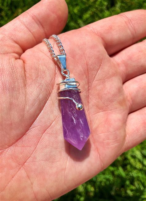 Amethyst Pendant Amethyst crystal necklace Healing Crystal | Etsy