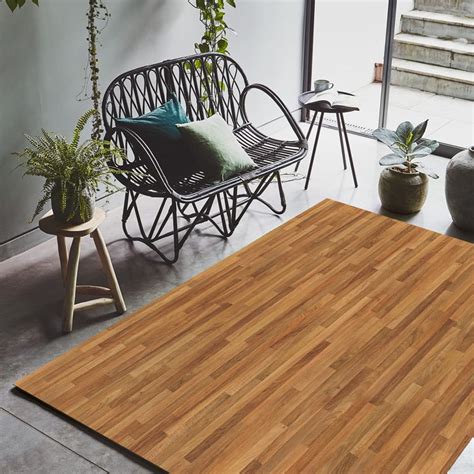 Amazon.com: Modern Wood Texture Indoor Outdoor No-Slip Living Room ...