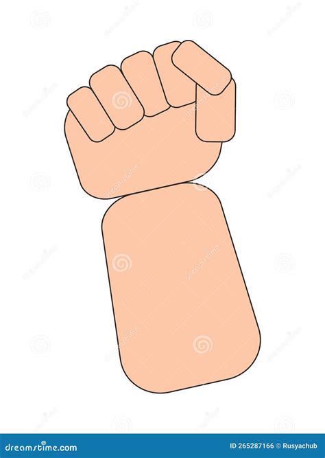 The Hand Of A Man Clenched Into A Fist Is Raised Up On A White ...