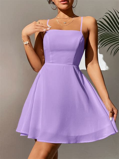 SHEIN PETITE Criss-cross Tie Backless Cami Dress | Cute short dresses ...