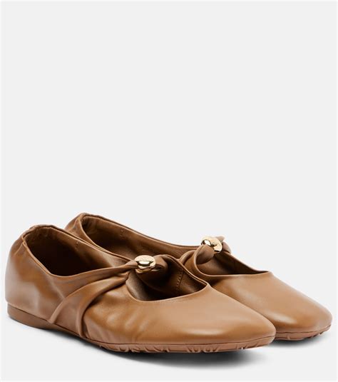 Pebble leather ballet flats in brown - Loewe | Mytheresa