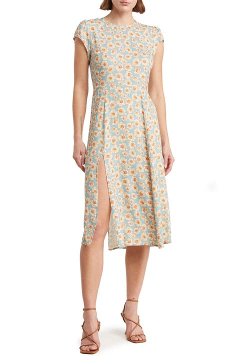 Melrose and Market Floral Print Side Slit Sheath Dress | Nordstromrack