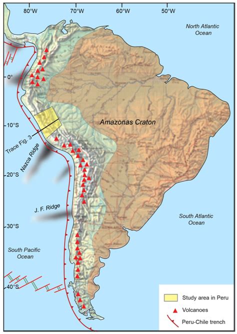 Andes on south america map