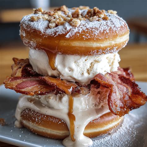 Bacon Donut Ice Cream Burger: 5 Amazing Steps Recipe