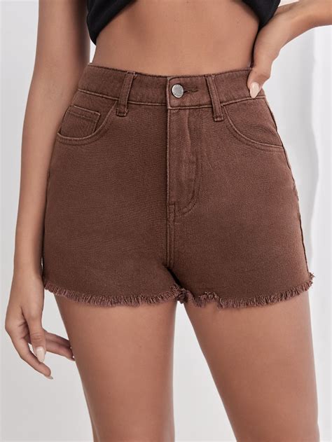 High Waist Raw Hem Denim Shorts | Modest fashion outfits, Cute preppy ...