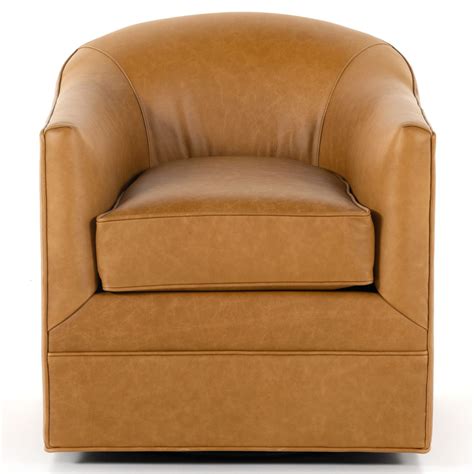 Quinton Ontario Camel Leather Swivel Chair | Zin Home