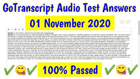 Gotranscript Test Answers