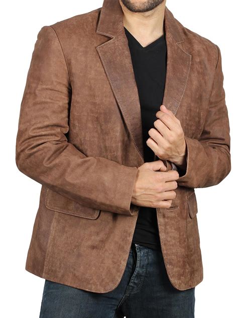 Buy Men's Brown Leather Blazer - Decrum