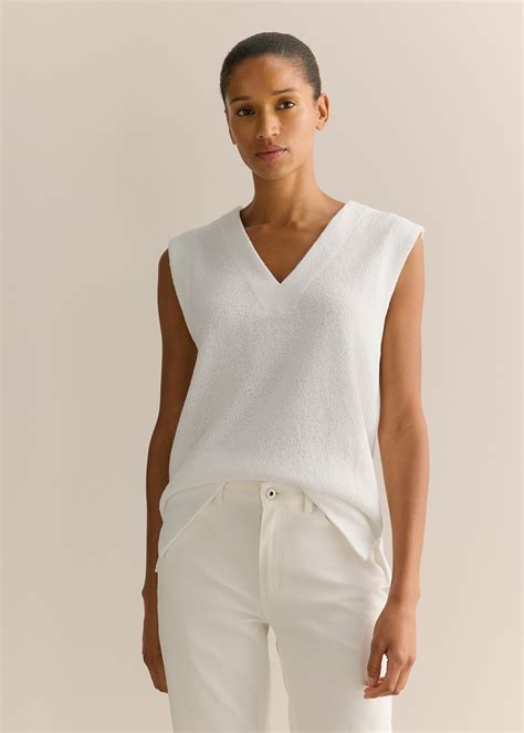 Cotton Blend Textured V Neck Tank | Woolworths.co.za