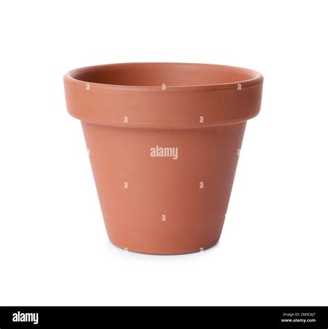 Stylish terracotta flower pot isolated on white Stock Photo - Alamy