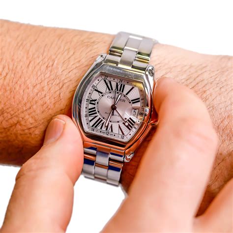 Cartier Roadster XXL Silver Roman Numeral Dial Stainless Steel Men's ...