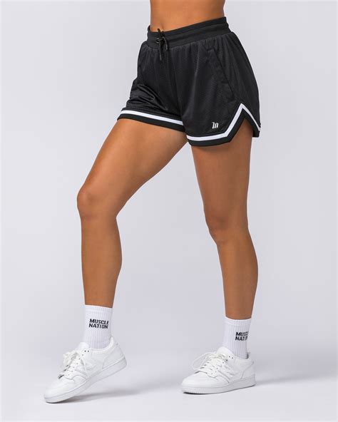 Womens 3" Basketball Shorts - Black - Muscle Nation