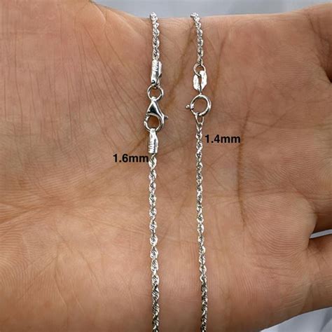 10k Solid White Gold Rope Chain Necklace (1.4mm OR 1.6mm) - Etsy