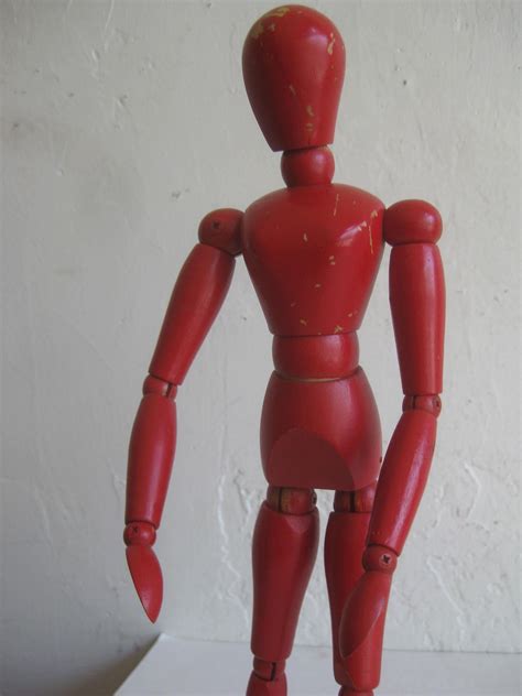 Antique Red Painted Articulated Wood Nude Artist Figural Model ...