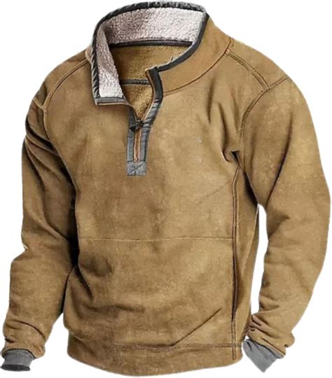 Men's Western Fleece Jackets Sweatshirts Vintage Quarter Zip Pullover ...