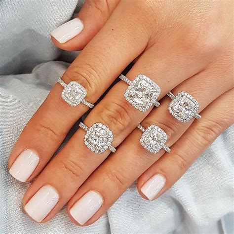 Cushion Cut Halo Engagement Ring | Cushion Cut Engagement Rings NYC