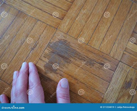 Scratched Parquet Flooring in the Room. Scratches, Chips and Dents on ...