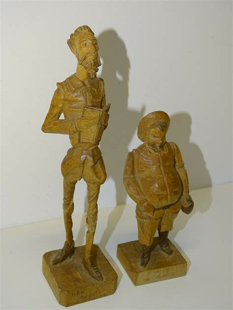 STATUETTES BOIS DON QUICHOTTE & SANCHO PANZA OURO MADE IN SPAIN ...