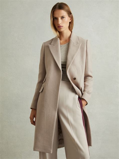 Reiss Petite Wool-Blend Coat in Stone - REISS