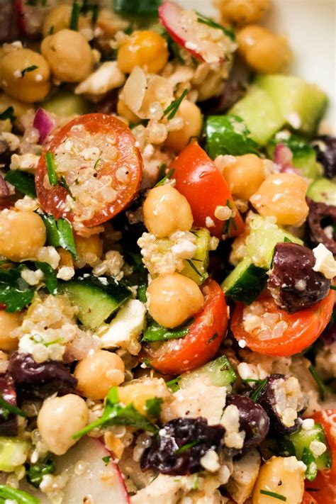 Greek Chicken Quinoa & Chickpea Salad - Reluctant Entertainer