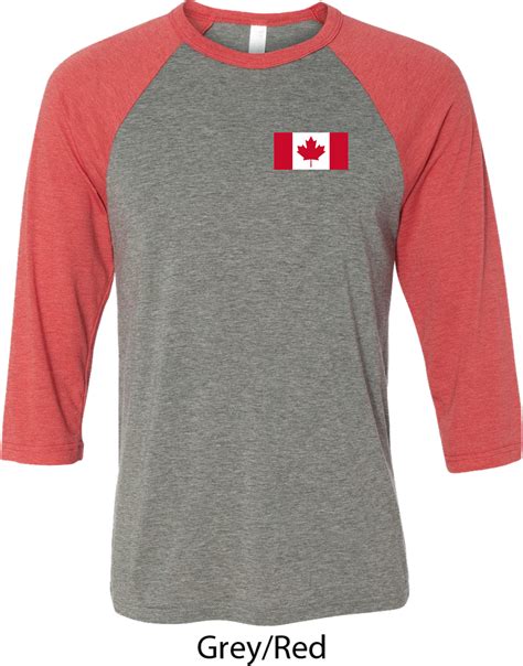 Mens Canada Tee Canadian Flag Pocket Print Raglan Shirt - Canadian Flag ...