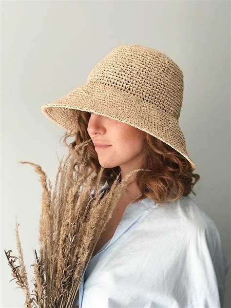 Wide Large Brim Summer Beach Hat, Raffia hat, knitted hat, unique hat ...