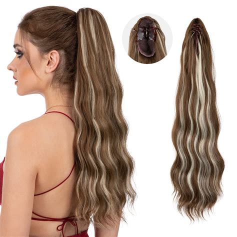 Amazon.com : YOUNGWAYS Clip in Ponytail Extensions for Women 22 Inch ...