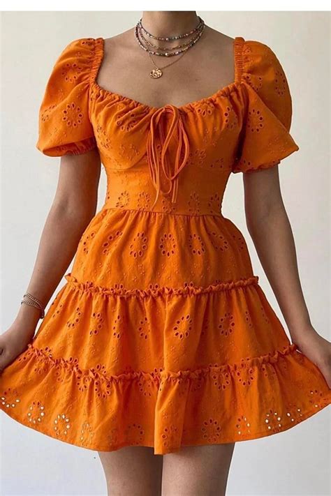 Mini Orange Dress Cottagecore Cocktail Birthday Party Prom - Etsy