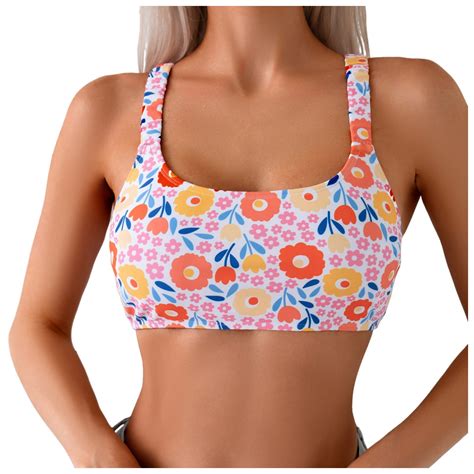GEWSEY Women Sport Bra Swimsuit Top - Swim Bra Bikini Top Only Scoop ...