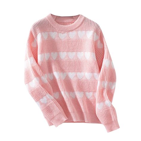 WCMZJ Valentines Day Heart Sweater for Women Cute Crewneck Long Sleeve ...