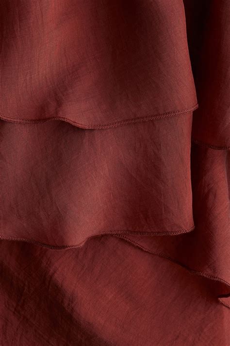 Flounce-trimmed dress - Rust red - Ladies | H&M IE