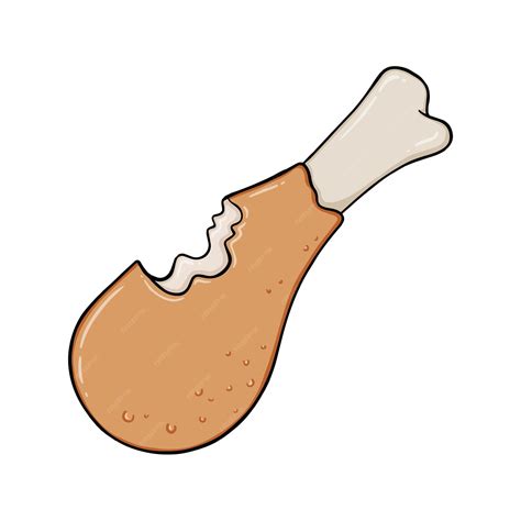 Premium Vector | Chicken leg with bone in skin bitten poultry meat for ...