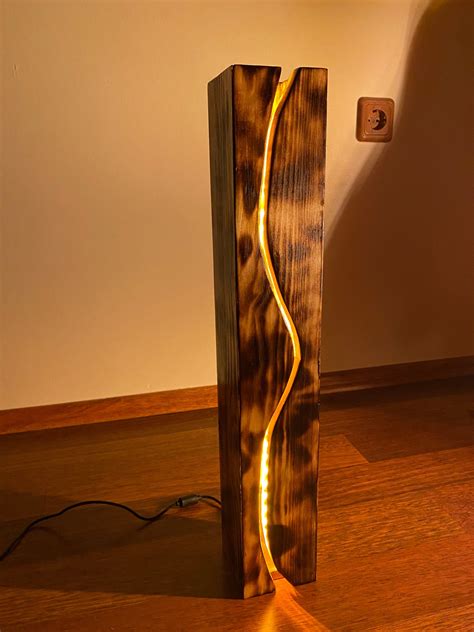 Vintage Wooden Floor Lamp, Modern Floor Lighting, Home Living ...