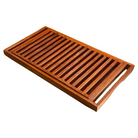 Danish Modern Teak Bread Cutting Board with Handles For Sale at 1stDibs