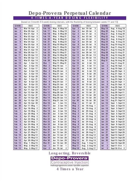 Depo-Provera Calendar Printable Pdf | Calendar Printable Free ...