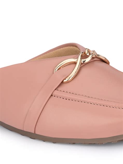Women Peach Open Stylish Back Wedge Mules – CLOG LONDON