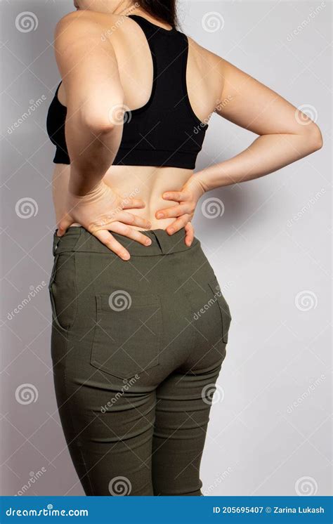 The Patient`s Woman Has a Sore Lower Back. Kidney Pain Due To Nephrological Diseases ...
